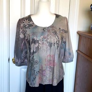 BLEU Faux Suede Studded Boho Swing Jacket - EUC